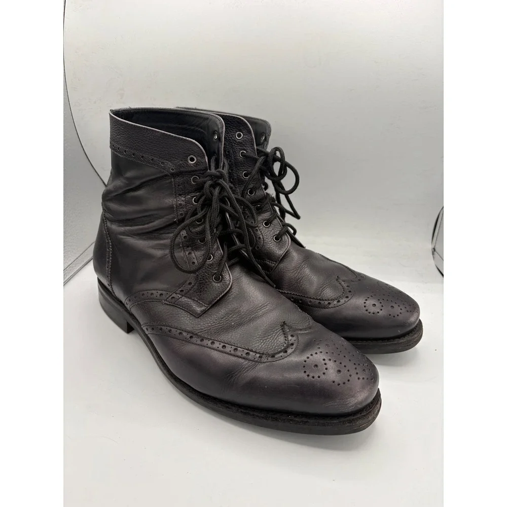 Thursday Boot Company Coulter Wingtip Boots Black Leather Mens 2311-0014 EE